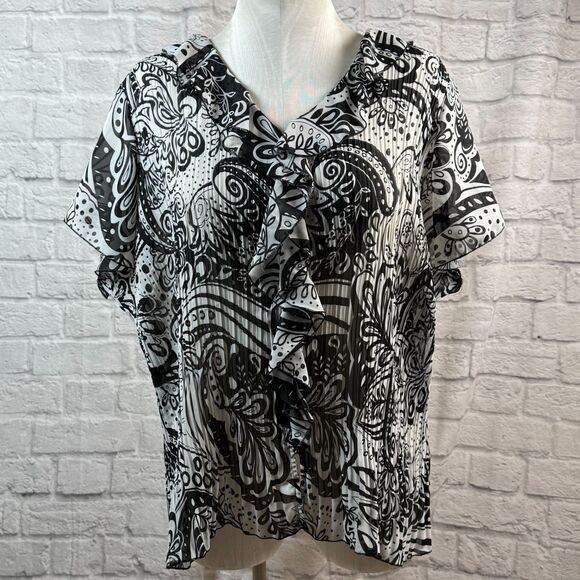 New York City Design Separates Sheer Blouse Women's 4XL Plus Size Paisley Shirt - Picture 1 of 7